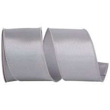 2.5 Inch Silver Satin Ribbon With Wired Edges, 10 Yard Spool (1 Spool) SALE ITEM